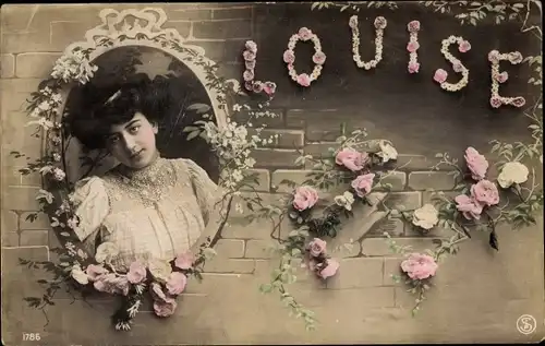 Buchstaben Ak Weiblicher Vorname Louise, Frauenportrait