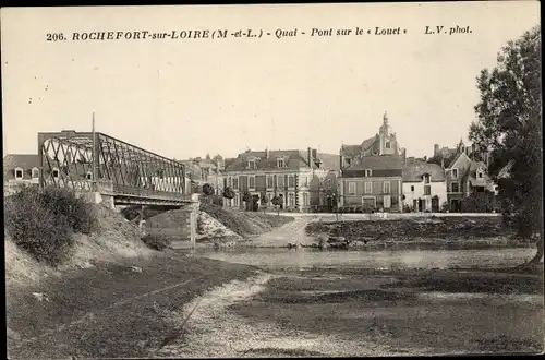 Ak Rochefort sur Loire Maine et Loire, Quai, Pont du le Louet
