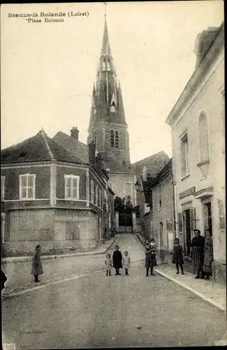 Ak Beaune la Rolande Loiret, Place Boisson, Eglise, Boulangerie