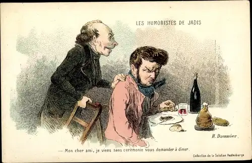 Künstler Ak Daumier, Honoré, Les Humoristes de Jadis, Mann am Esstisch
