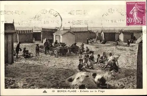 Ak Berck Plage Pas de Calais, Enfants su la Plage