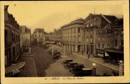 Ak Arras Pas de Calais, Place du Theatre