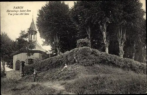 Ak Paron Yonne, Hermitage Saint Bon, Vue prise cote Sens