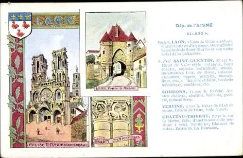 Ak Laon Aisne, Saint Quentin, Soissons, Vervins, Chateau Thierry, Eglise Notre Dame