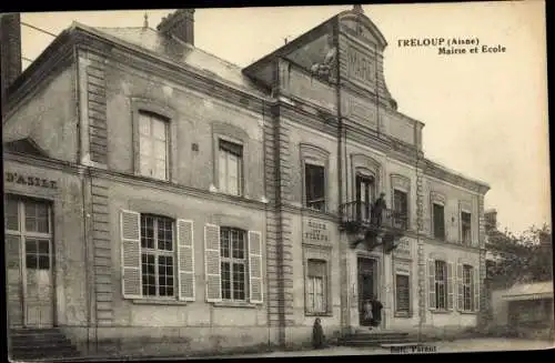 Ak Tréloup Aisne, Mairie et Ecole, D'Asile