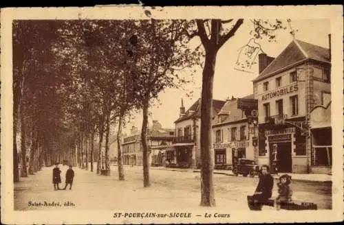 Ak Saint Pourçain sur Sioule Allier, Le Cours, Automobiles