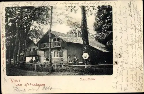 Ak Hohenbogen bei Cham im bayerischen Wald, Diensthütte, Jäger