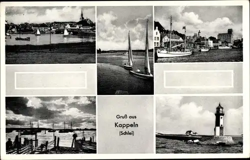 Ak Ellenberg Kappeln an der Schlei, Leuchtturm, Segelpartie, Hafen