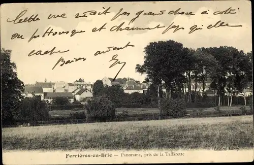 Ak Ferrieres en Brie Seine et Marne, panorama, pris de la Taffarette