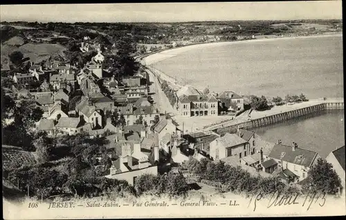 Ak Saint Aubin Kanalinsel Jersey, Vue generale, General View