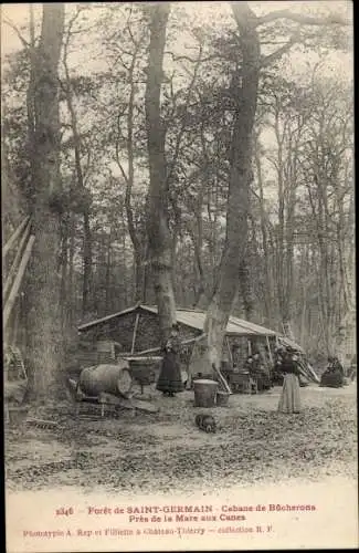 Ak Saint Germain en Laye Yvelines, Cabane de Bucherons, Pres de la Mare aux Canes