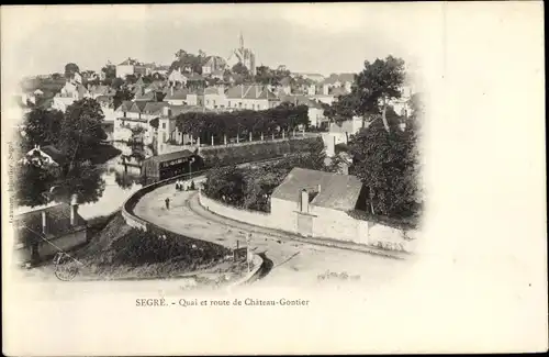 Ak Segré Maine et Loire, Quai et route de Chateau Gontier