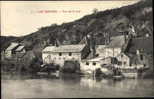 Ak Les Roches Loir et Cher, Vue sur le Loir