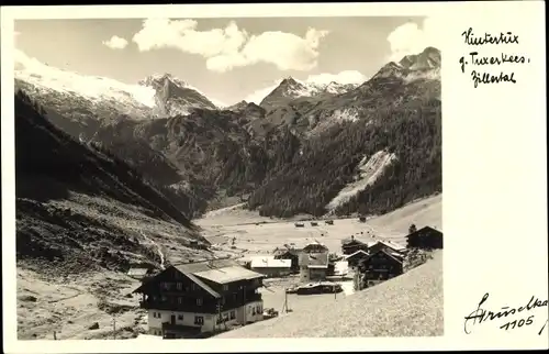 Ak Hintertux in Tirol, Panorama vom Ort, Tuxerkees