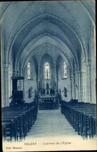 Ak Égleny Yonne, Interieur de l'Eglise