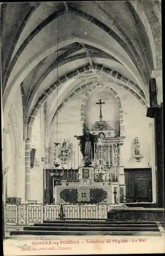 Ak Quarre les Tombes Yonne, Interieur de l'Eglise, la Nef