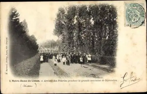 Ak Liesse Notre Dame Aisne, Arrivee des Pelerins pendant la grande neuvaine de Septembre