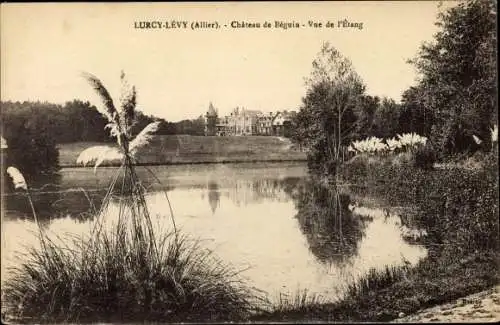 Ak Lurcy Lévis Allier, Chateau de Beguin, Vue de l'Etang