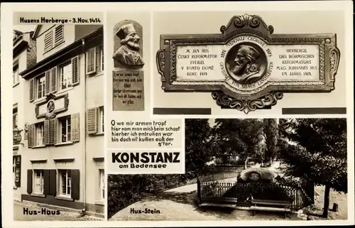 Ak Konstanz am Bodensee, Husens Herberge, Hus Haus, Hus Stein, Gedicht