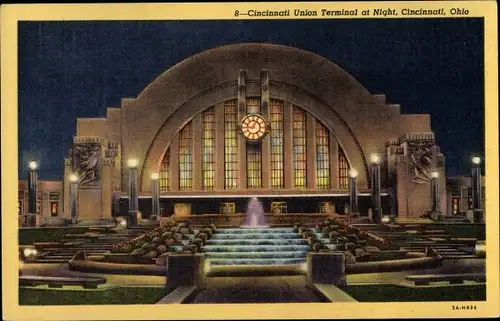 Ak Cincinnati Ohio USA, Union Terminal, Night View