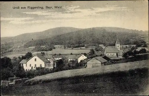 Ak Riggerding Schöllnach im Landkreis Deggendorf Niederbayern, Panorama vom Ort