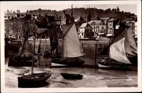 Ak Honfleur Calvados, Le Port et la Cote de Grace, Segelboote