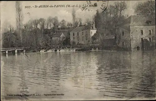 Ak Saint Aubin du Pavoil Maine et Loire, Le Moulin, Brücke