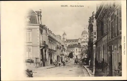 Ak Segré Maine et Loire, Rue de la Gare