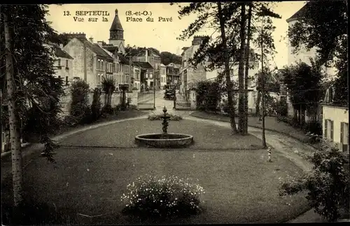 Ak Septeuil Yvelines, Place du Pavé