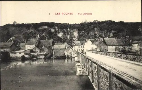 Ak Les Roches Loir et Cher, Vue generale, Le Pont