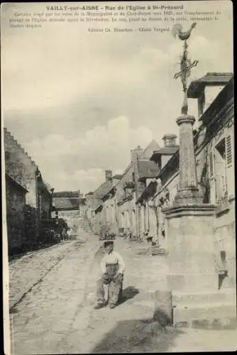 Ak Vailly sur Aisne, Rue de l'Eglise a St. Precord