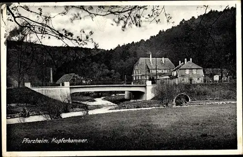 Ak Pforzheim im Schwarzwald, Kupferhammer, Brücke