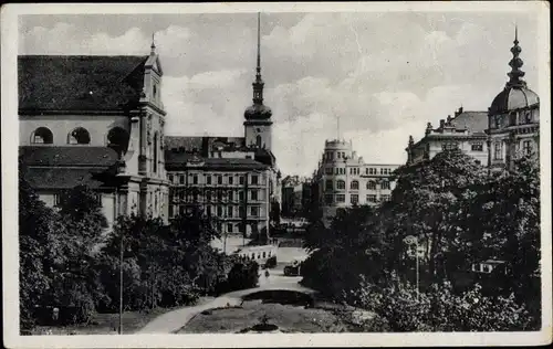 Ak Brno Brünn Südmähren, Parkanlage, Kirche