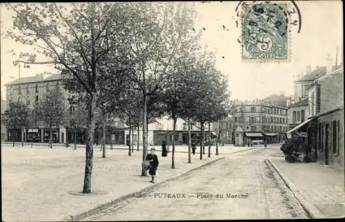 Ak Puteaux Hauts de Seine, Place du Marche