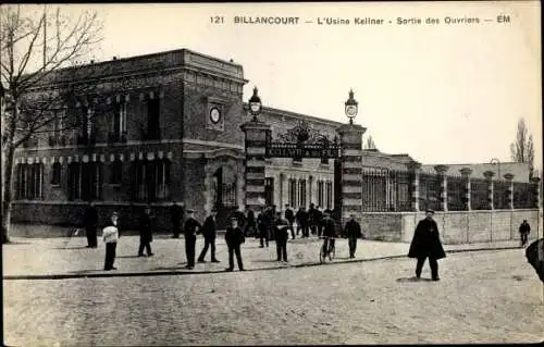 Ak Billancourt Hauts de Seine, L'Usine Kellner, Sortie des Ouvriers