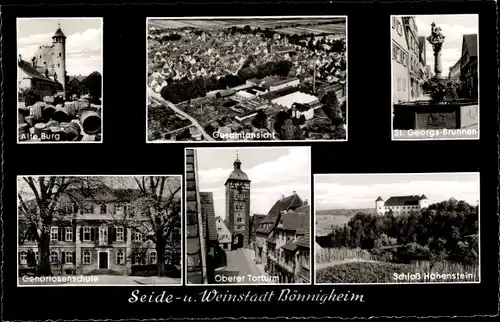 Ak Bönnigheim, Alte Burg, Gehörlosenschule, Oberer Torturm, Schloss Hohenstein, St. Georgsbrunnen
