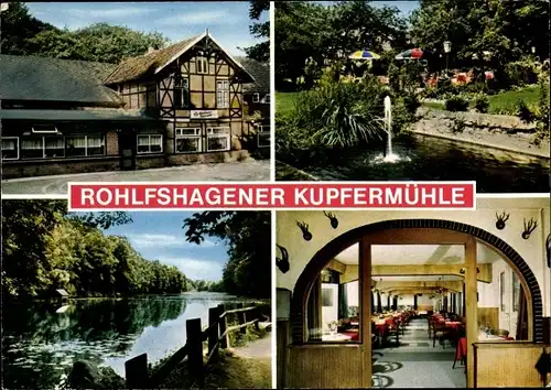 Ak Tremsbüttel in Schleswig Holstein, Rolfshagener Kupfermühle, Inneres, Garten, See