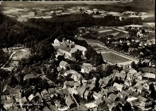 Ak Bad Iburg in Niedersachsen, Stadtpanorama von oben, Gebäude