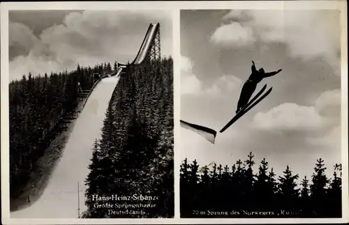 Ak Johanngeorgenstadt im Erzgebirge Sachsen, Hans Heinz Schanze, Norwegischer Skispringer Ruud