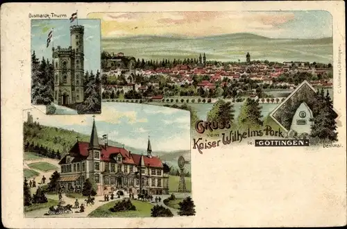 Litho Göttingen in Niedersachsen, Merkel Denkmal, Bismarckturm, Kaiser Wilhelms Park