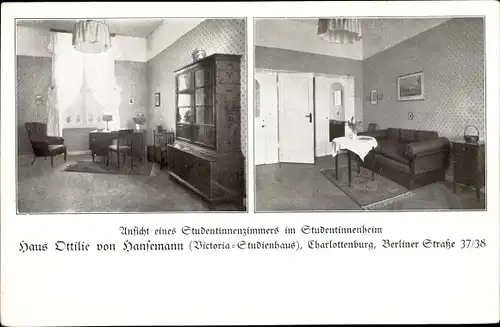 Studentika Ak Berlin Charlottenburg, Haus Ottilie von Hansemann Studentinnenheim, Studentenzimmer