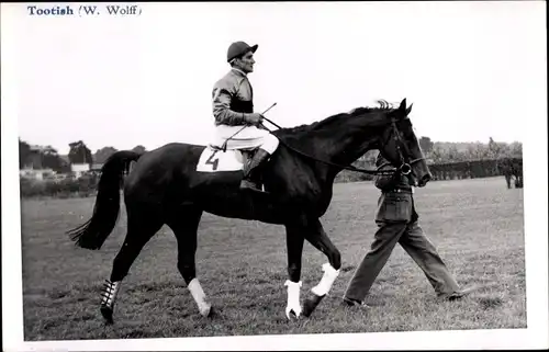 Foto Ak Tootish Rennpferd, Jockey W. Wolff