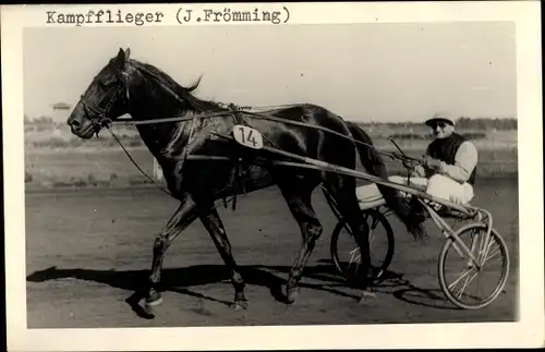 Foto Ak Kampfflieger Rennpferd, Jockey J. Frömming