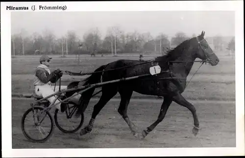 Foto Ak Miramus Rennpferd, Jockey J. Frömming