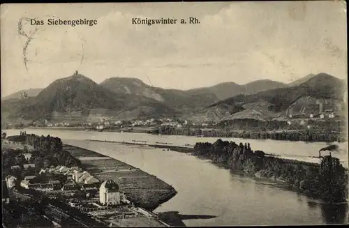 Ak Königswinter am Rhein, Panorama vom Ort