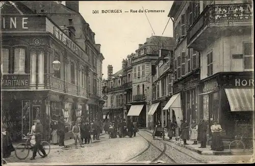 Ak Bourges Cher, Rue du Commerce