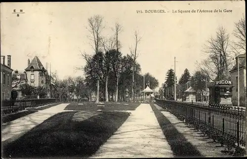 Ak Bourges Cher, Le Square de l'Avenue de la Gare