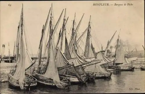 Ak Honfleur Calvados, Barques de Peche, Segelboot