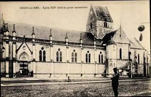 Ak Isigny sur Mer Calvados, Eglise XIII siecle en partie reconstruite