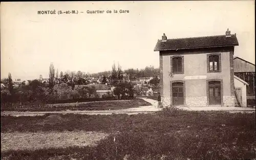Ak Montgé Seine et Marne, Quartier de la Gare